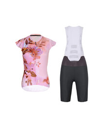 RIVANELLE Cycling short sleeve jersey and shorts - MISS FLOWERY - anthracite/pink